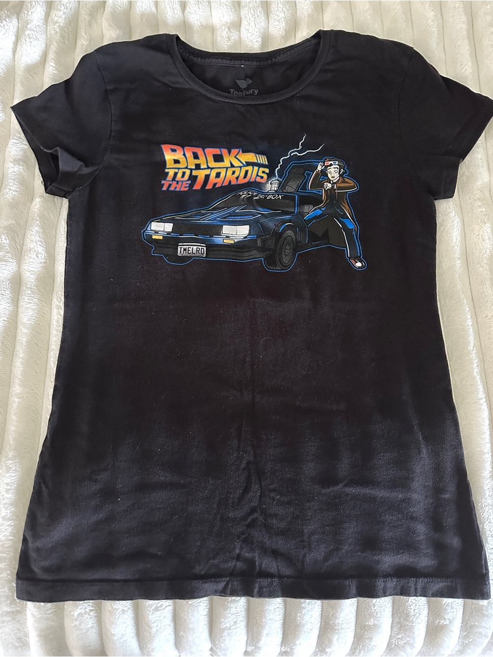 Dr. Who TARDIS & Back To The Future Mashup Tee Shirt Pop Culture Women’s XL